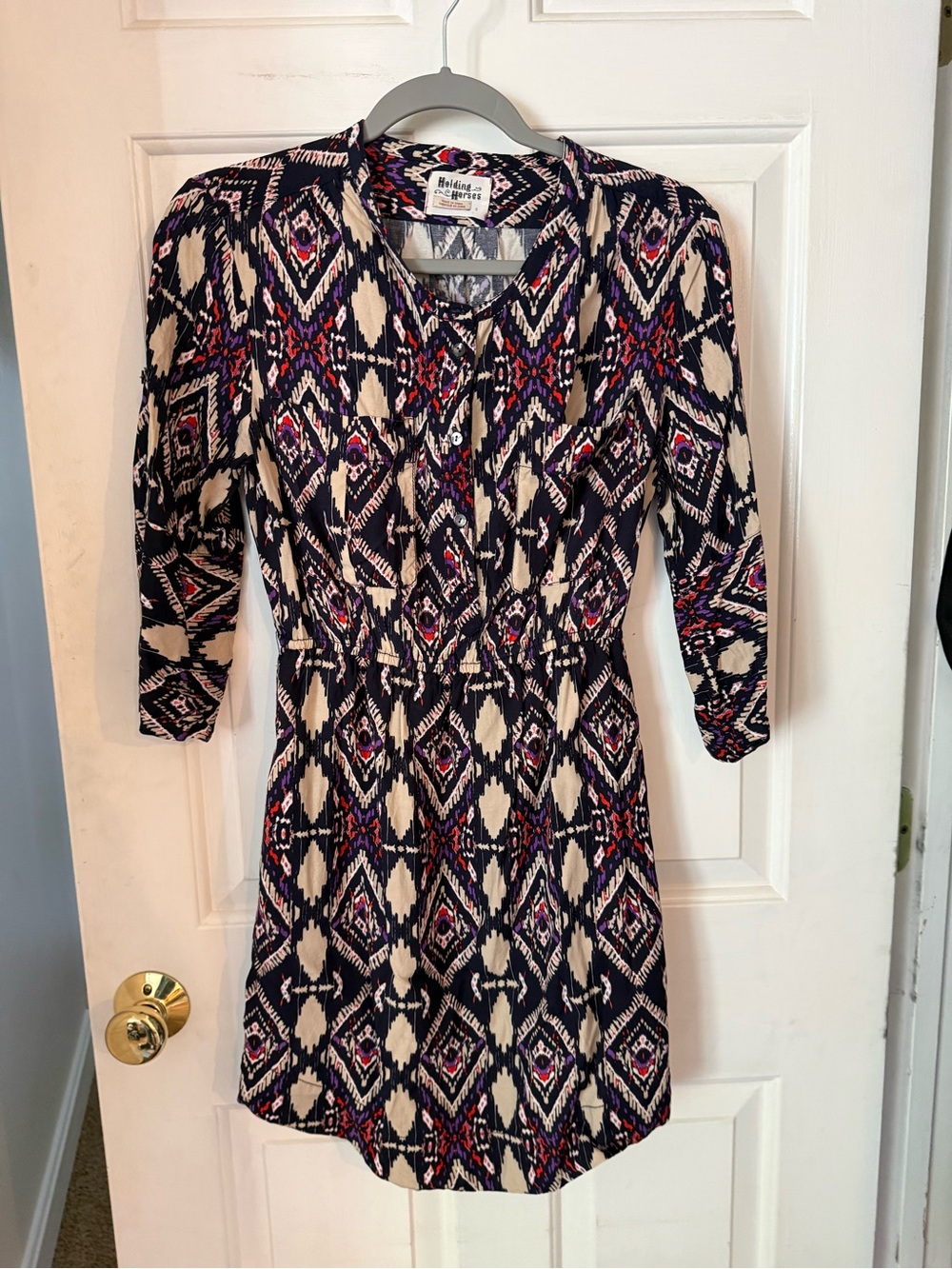 Anthro Holding Horses Mira Ikat Shirt Dress EUC small